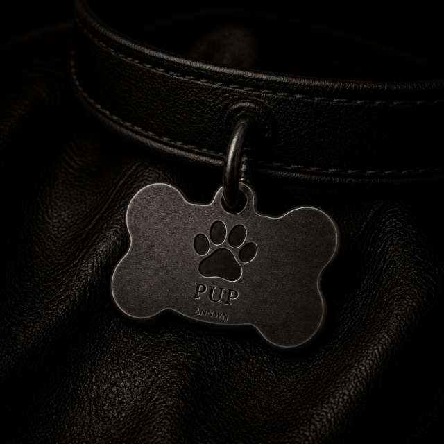 Dogtag Puppy LLWYBR gravé, forme os