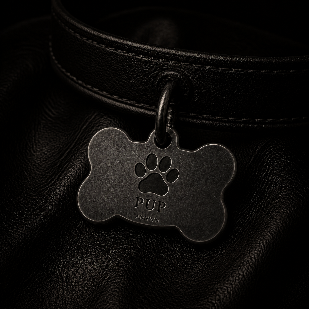 Dogtag Puppy LLWYBR gravé, forme os