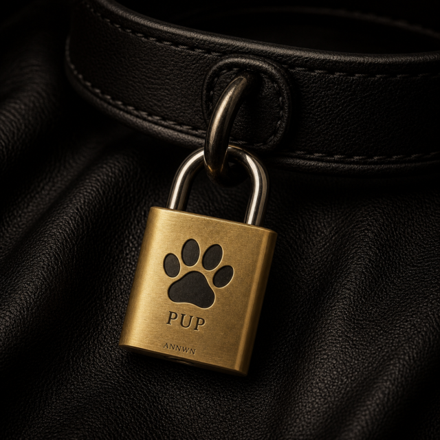 Cadenas Puppy gravé LLWYBR, laiton